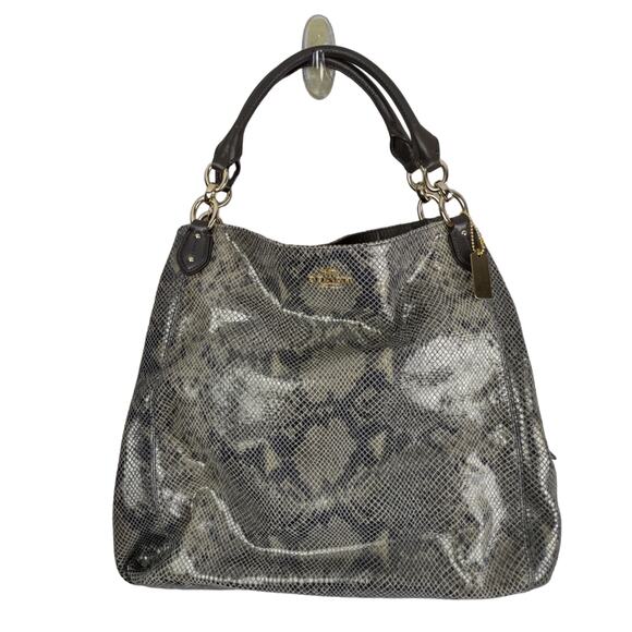 COACH Madison Phoebe Large Shoulder Embossed Snakeskin Hobo Bag Purse Handbag - Picture 2 of 16